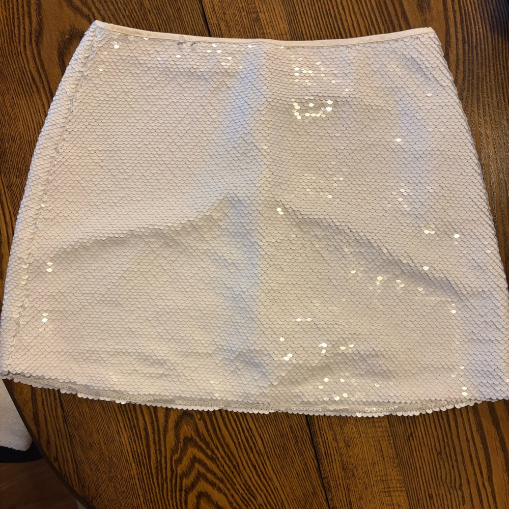 Abercrombie & Fitch White Sequin Mini Skirt